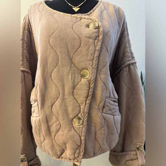 NWT FREE PEOPLE QUILTED JACKET DOLMAN SLEEVES WARM FALL COZY OVERSIZED LAYERING - Picture 11 of 16